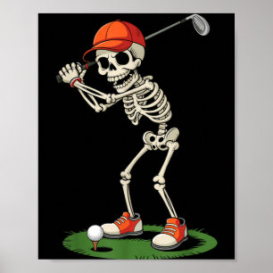 Affiche Déguisement de golf squelette Halloween drôle pour
