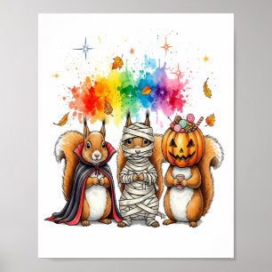 Affiche Déguisement de jolis écureuils pour Halloween