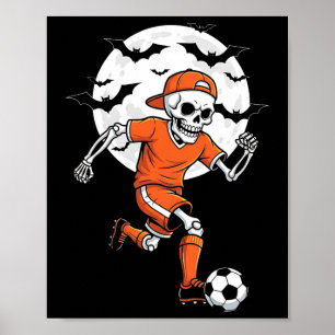 Affiche Déguisement de soccer d'Halloween squelette drôle