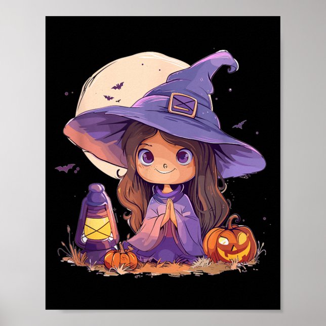 Affiche Déguisement de sorcière Citrouille d'Halloween Joy (Devant)