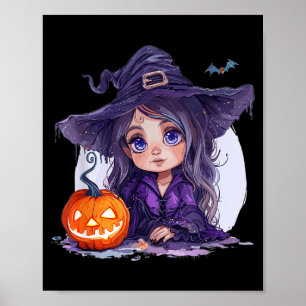 Affiche Déguisement de sorcière Halloween Citrouille Effra