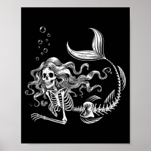 Affiche Déguisement de squelette de sirène drôle Halloween