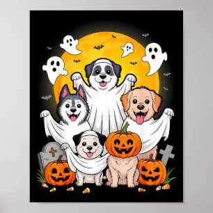 Affiche Déguisement d'Halloween de chien fantôme drôle pou
