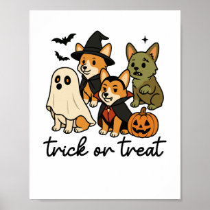 Affiche déguisement d'Halloween pour corgi