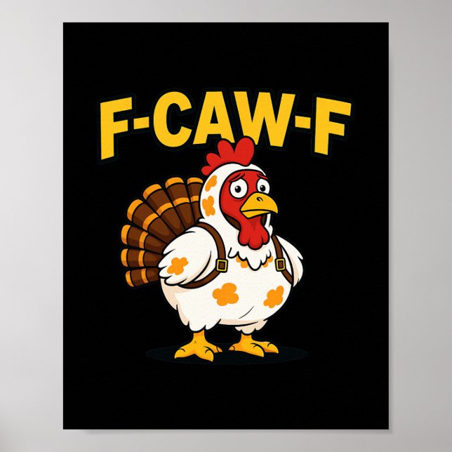 Affiche Déguisement drôle de dinde de poulet F-caw-f de Th (Devant)