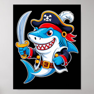 Affiche Déguisement drôle de requin pirate Halloween pour