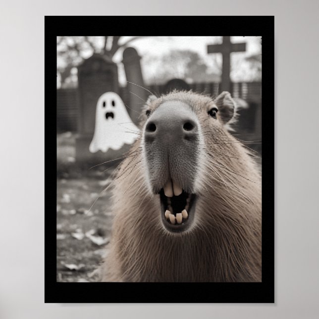 Affiche Déguisement drôle d'Halloween de fantôme de capyba (Devant)