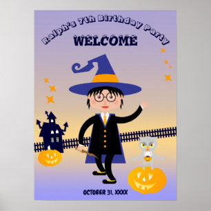 Affiche Déguisement Halloween Garçon Magicien Anniversaire