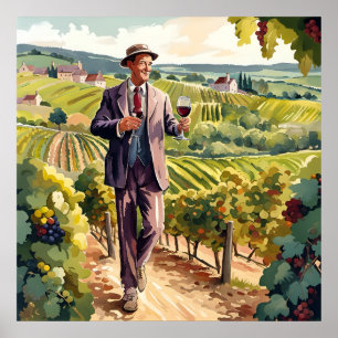Affiche Dégustation de vin en Bourgogne Imprimer
