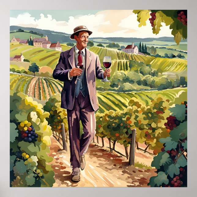 Affiche Dégustation de vin en Bourgogne Imprimer (Devant)
