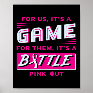 Affiche Dehors Cancer du Sein Softball Ball Pink Ribbon Ma