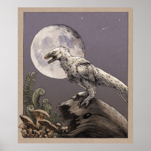 Affiche Deinonychus et la Lune