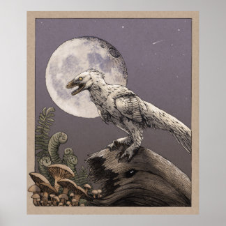 Affiche Deinonychus et la Lune