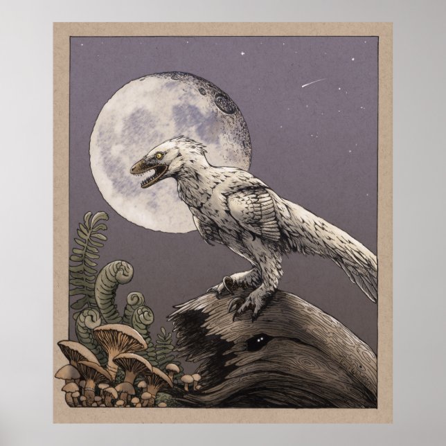 Affiche Deinonychus et la Lune (Devant)