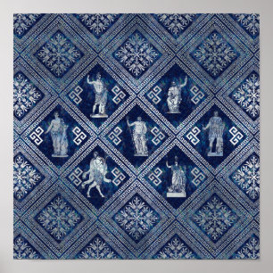 Affiche Déités grecques et méandre ornement clé