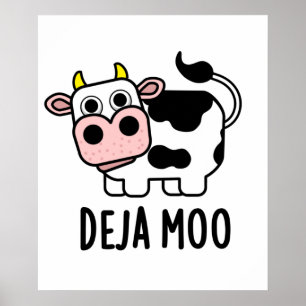 Affiche Deja Moo Funny Pun de vache