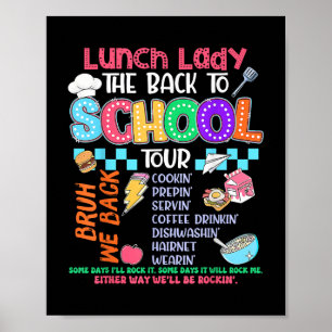 Affiche Déjeuner Dame Retour À L'École Tour Cafétéria Équi