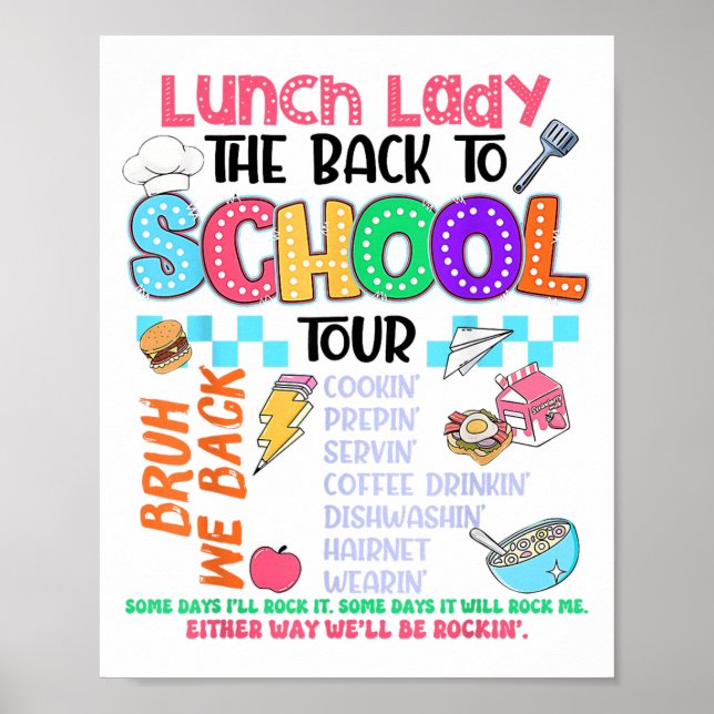 Affiche Déjeuner Dame Retour À L'École Tour Cafétéria Équi (Devant)