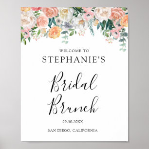 Affiche Déjeuner de mariage floral rose pêche 