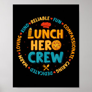 Affiche Déjeuner scolaire Hero Squad Funny Cafétéria Worke