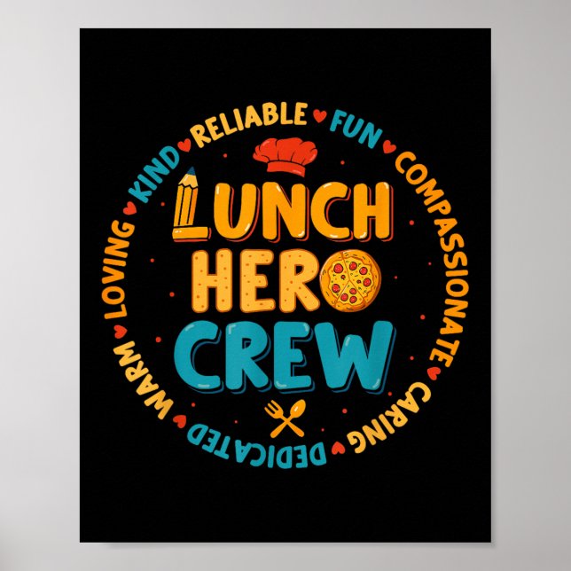 Affiche Déjeuner scolaire Hero Squad Funny Cafétéria Worke (Devant)