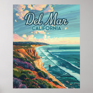 Affiche Del Mar California San Diego Beach Pacifique Vinta