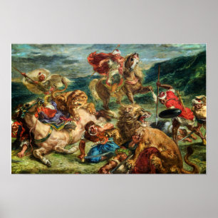 Affiche Delacroix - Chasse au Lion