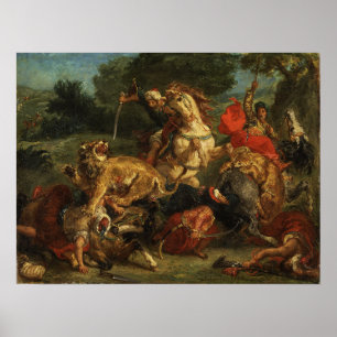 Affiche Delacroix - Chasse au Lion 1855