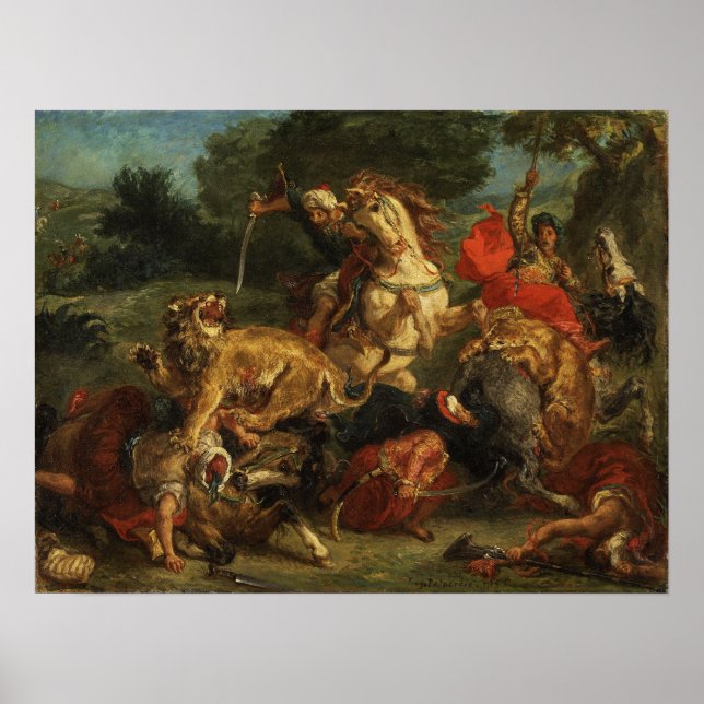 Affiche Delacroix - Chasse au Lion 1855 (Devant)