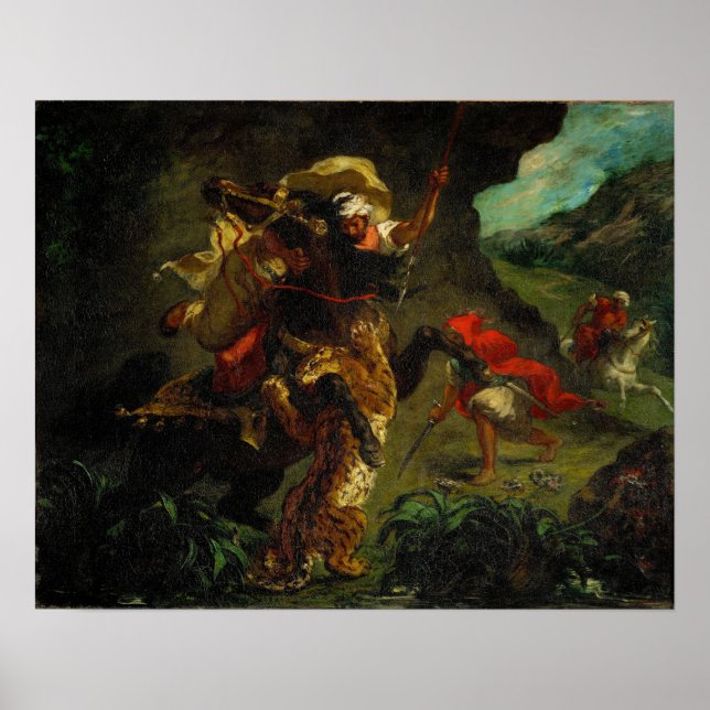 Affiche Delacroix - Chasse au tigre 1854 (Devant)