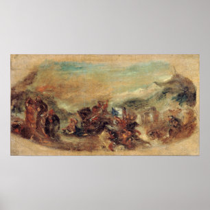 Affiche Delacroix - Croquis Attila suivi de ses hordes bar