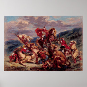 Affiche Delacroix - Étude sur la chasse de Lowen St Gallen