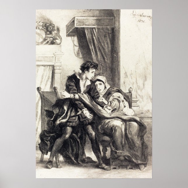 Affiche Delacroix - Hamlet Et La Reine (Acte III Scène I.. (Devant)