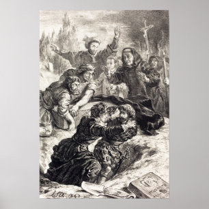 Affiche Delacroix - Hamlet et Laertes dans la tombe d'Op…