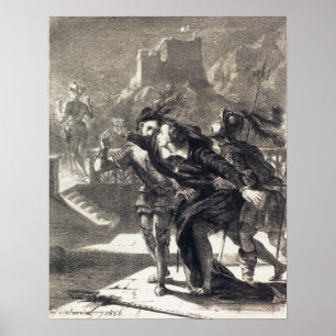 Affiche Delacroix - Hamlet Et Le Fantôme De Son Père (A...