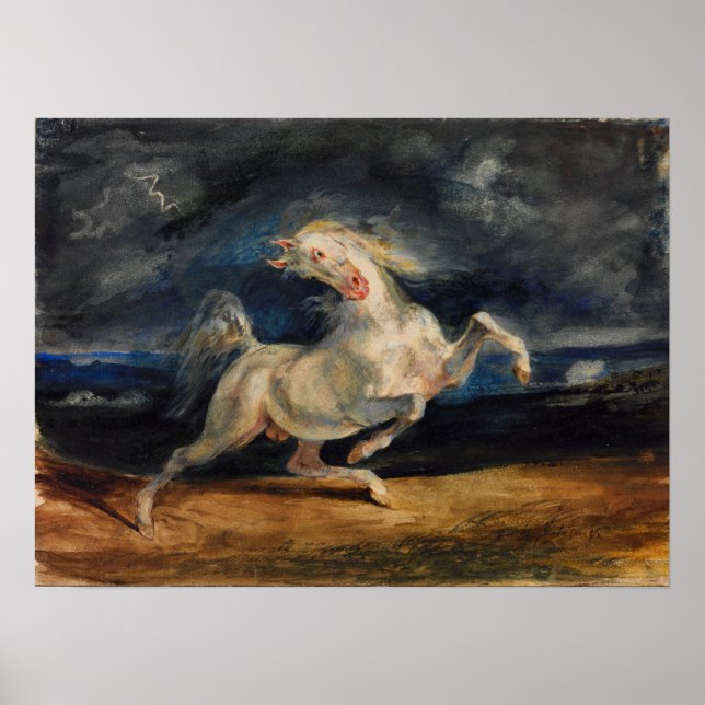 Affiche Delacroix - Horse Frightened By Lightning (Devant)