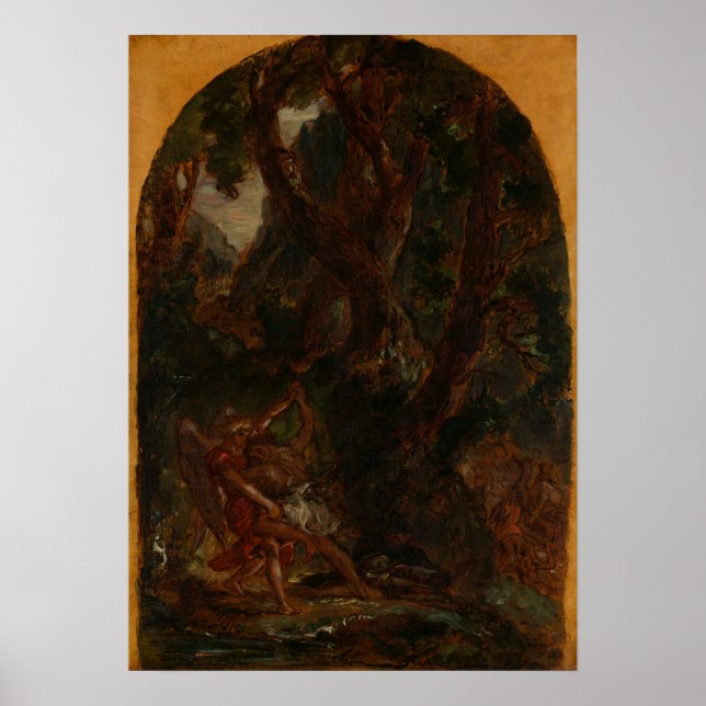 Affiche Delacroix - Jacob Lutte Avec L'Ange (Devant)
