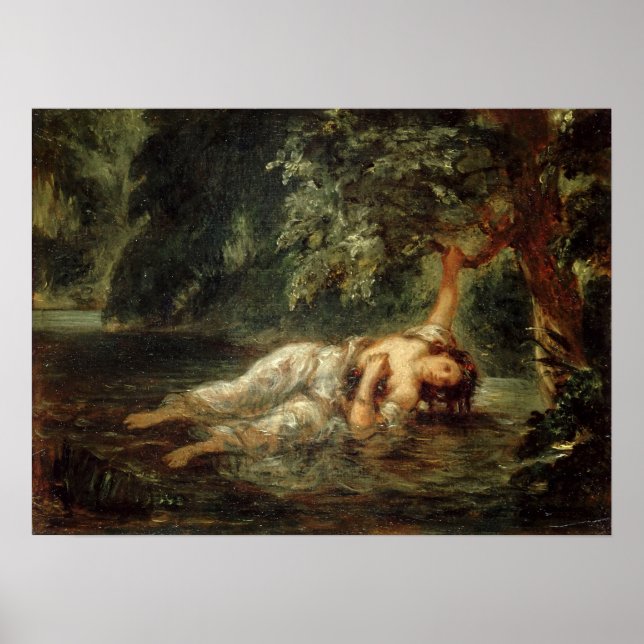 Affiche Delacroix - La mort d'Ophélie 1853 (Devant)