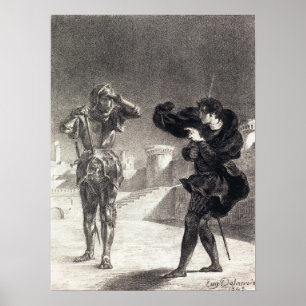 Affiche Delacroix - Le Fantôme Sur La Terrasse (Acte I Scè