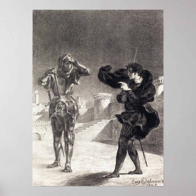 Affiche Delacroix - Le Fantôme Sur La Terrasse (Acte I Scè (Devant)