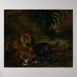 Affiche Delacroix - Lion Dévorant Un Arabe 1847