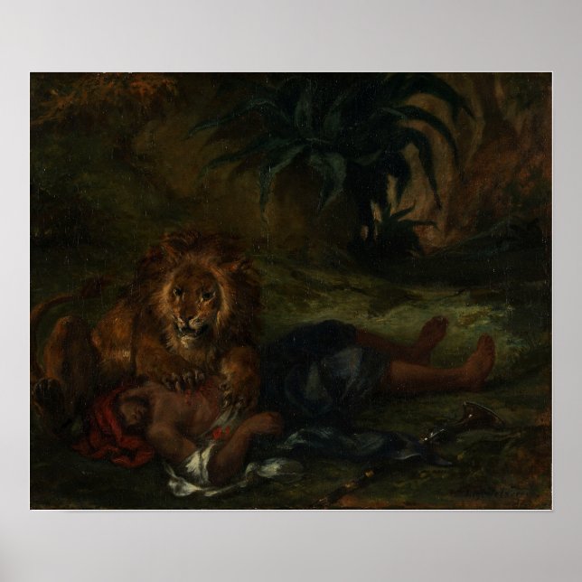 Affiche Delacroix - Lion Dévorant Un Arabe 1847 (Devant)
