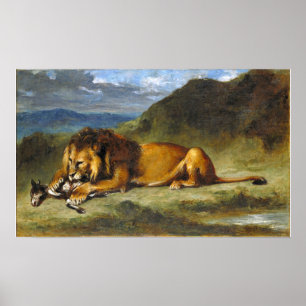 Affiche Delacroix - Lion Dévorant Une Chèvre