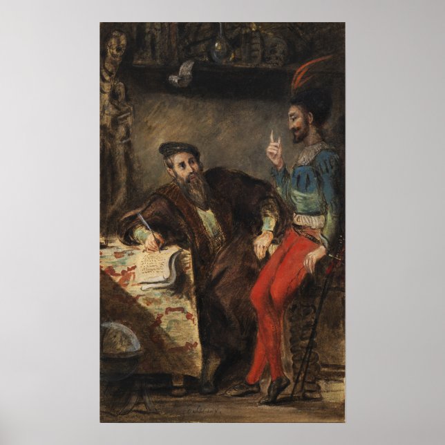 Affiche Delacroix - Méphistophélès apparaissant à Faust (Devant)