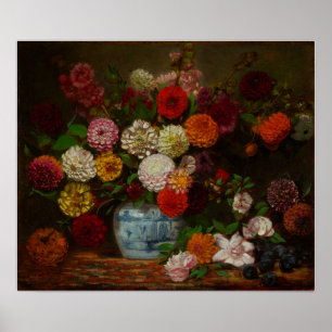 Affiche Delacroix - Nature morte avec dahlias 1835