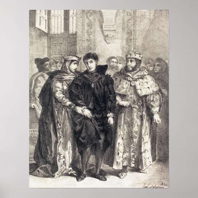 Affiche Delacroix - The Queen Tries To Console Hamlet (Ac… (Devant)