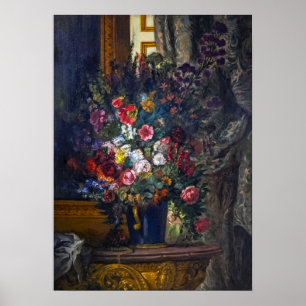 Affiche Delacroix - Vase de fleurs avec console 1849