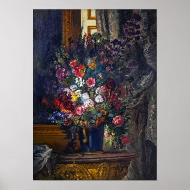 Affiche Delacroix - Vase de fleurs avec console 1849 (Devant)