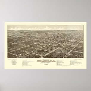 Affiche DeLand, FL Carte panoramique - 1884