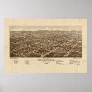 Affiche DeLand Floride 1884 Antique carte panoramique